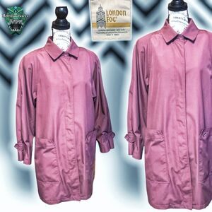 𝅺vintage 1980’s London Fog Rose Pink Lightweight Rain Jacket Peacoat,14 Regular